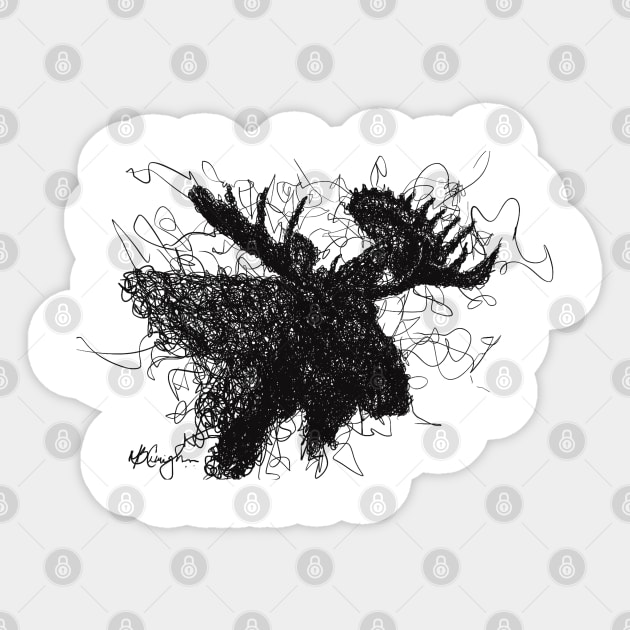 Moose Sketch Sticker by CunninghamWatercolors